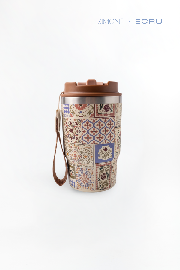 Coffee Tumbler Ornamental Bloom x ECRU