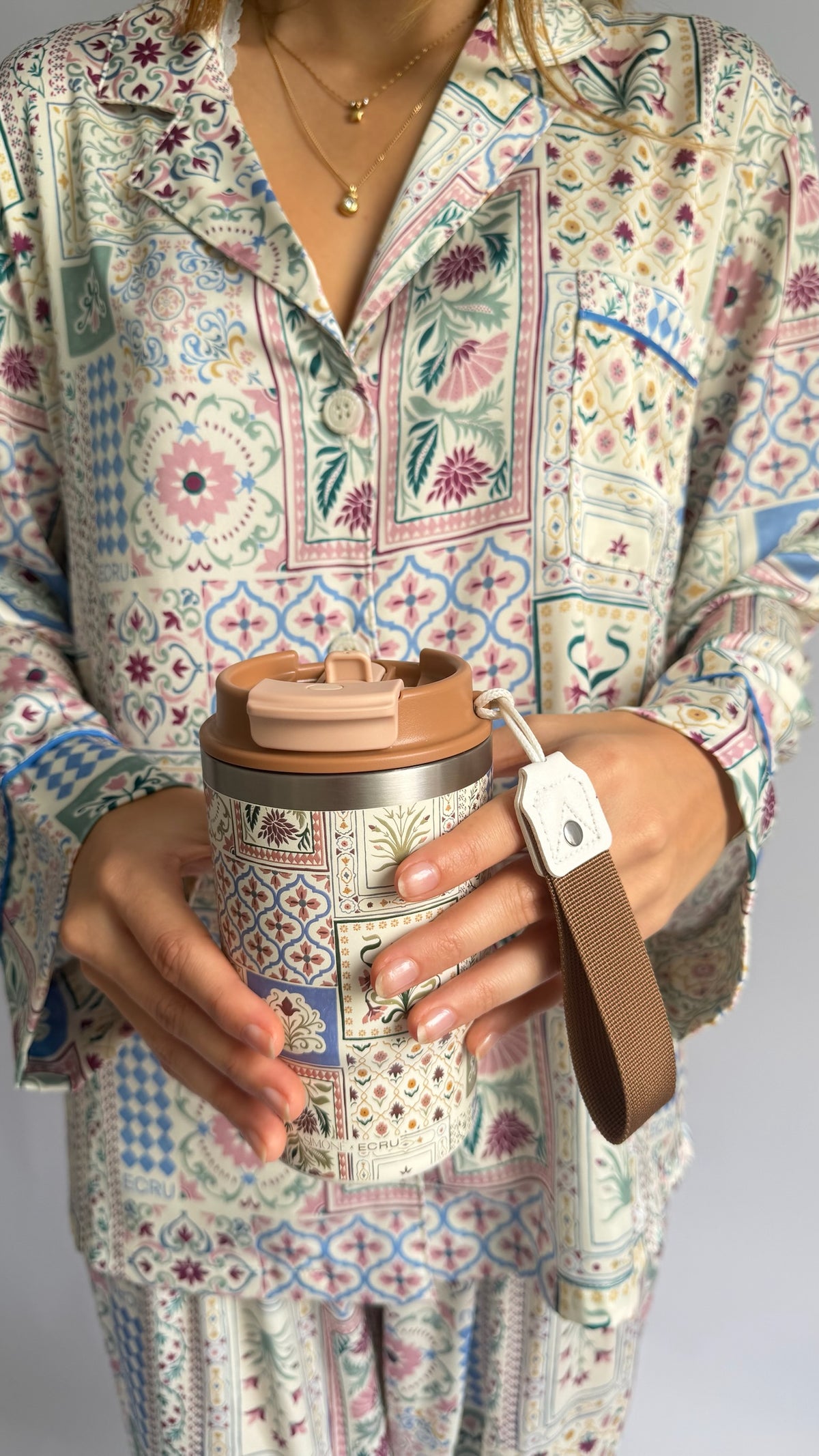 Coffee Tumbler Ornamental Bloom x ECRU