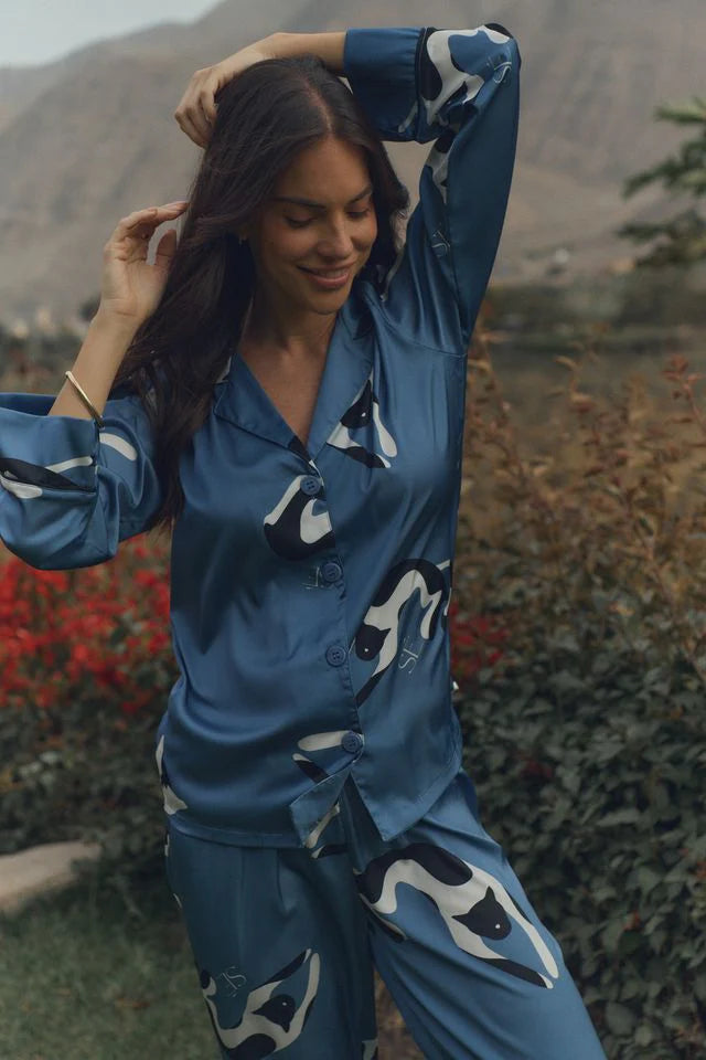 Lina silk blue